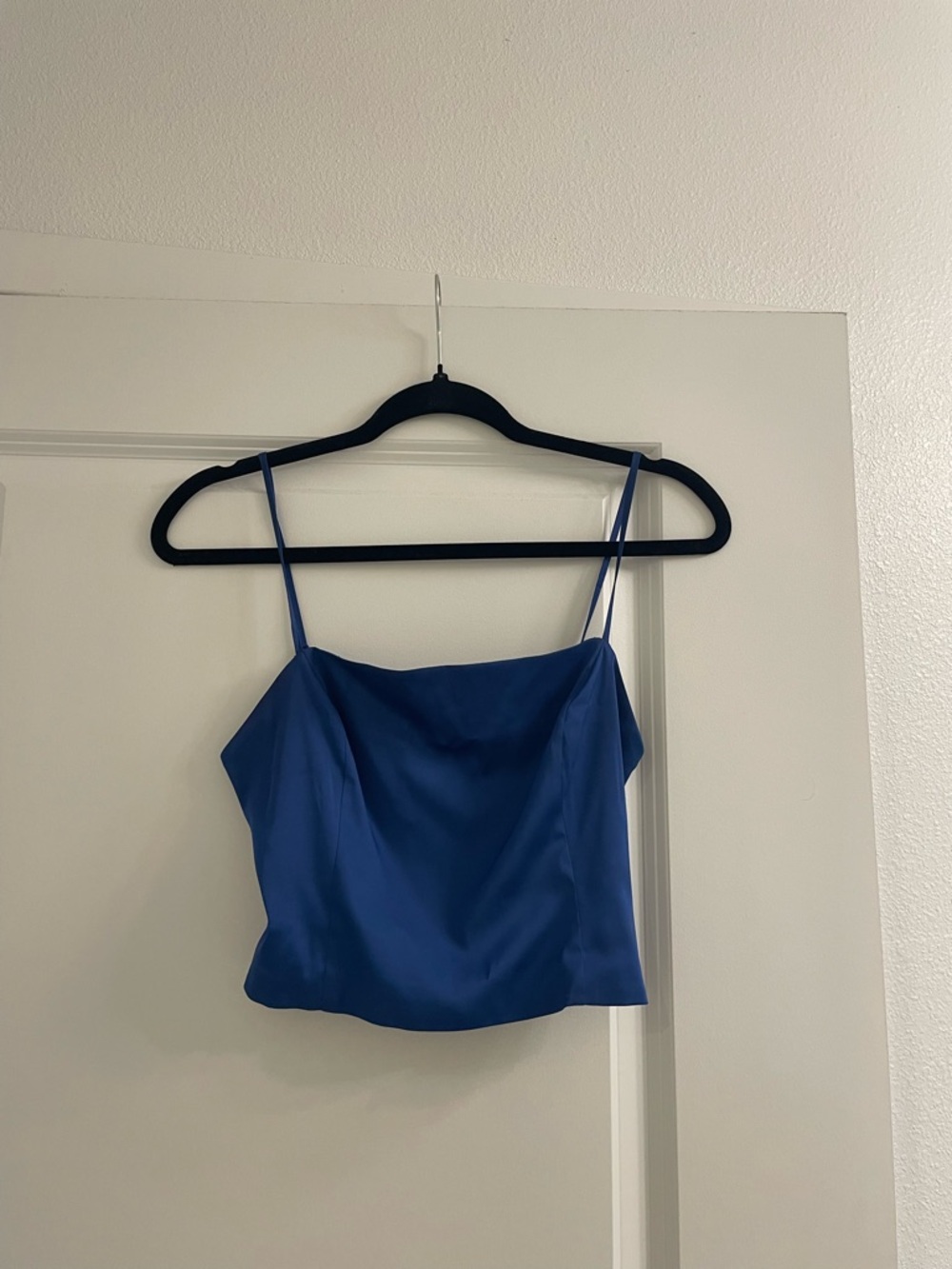 Aritzia Royal Blue Satin Cowl Crop Camisole